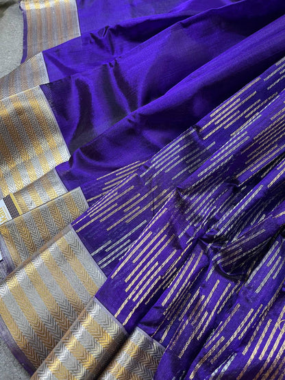 PURPLE SILK PURE HANDLOOM CHANDERI SAREE