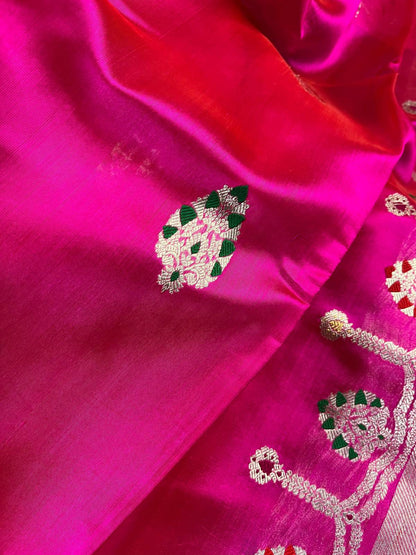 PINK SILK PURE HANDLOOM CHANDERI SAREE