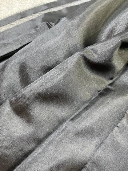 BLACK SILK PURE HANDLOOM CHANDERI SAREE