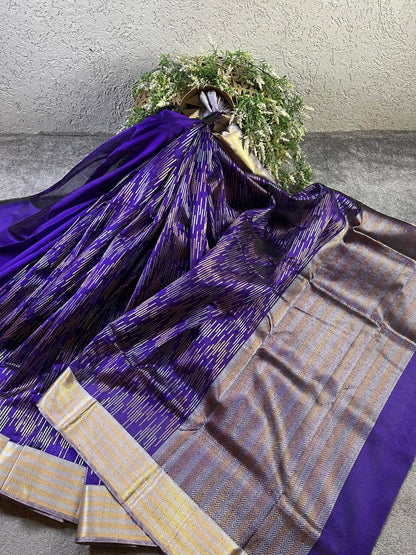 PURPLE SILK PURE HANDLOOM CHANDERI SAREE