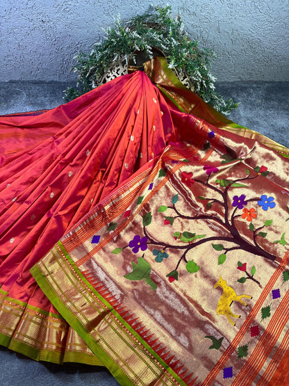 TWO TONE PINK  SILK PURE HANDLOOM PAITHANI SAREE