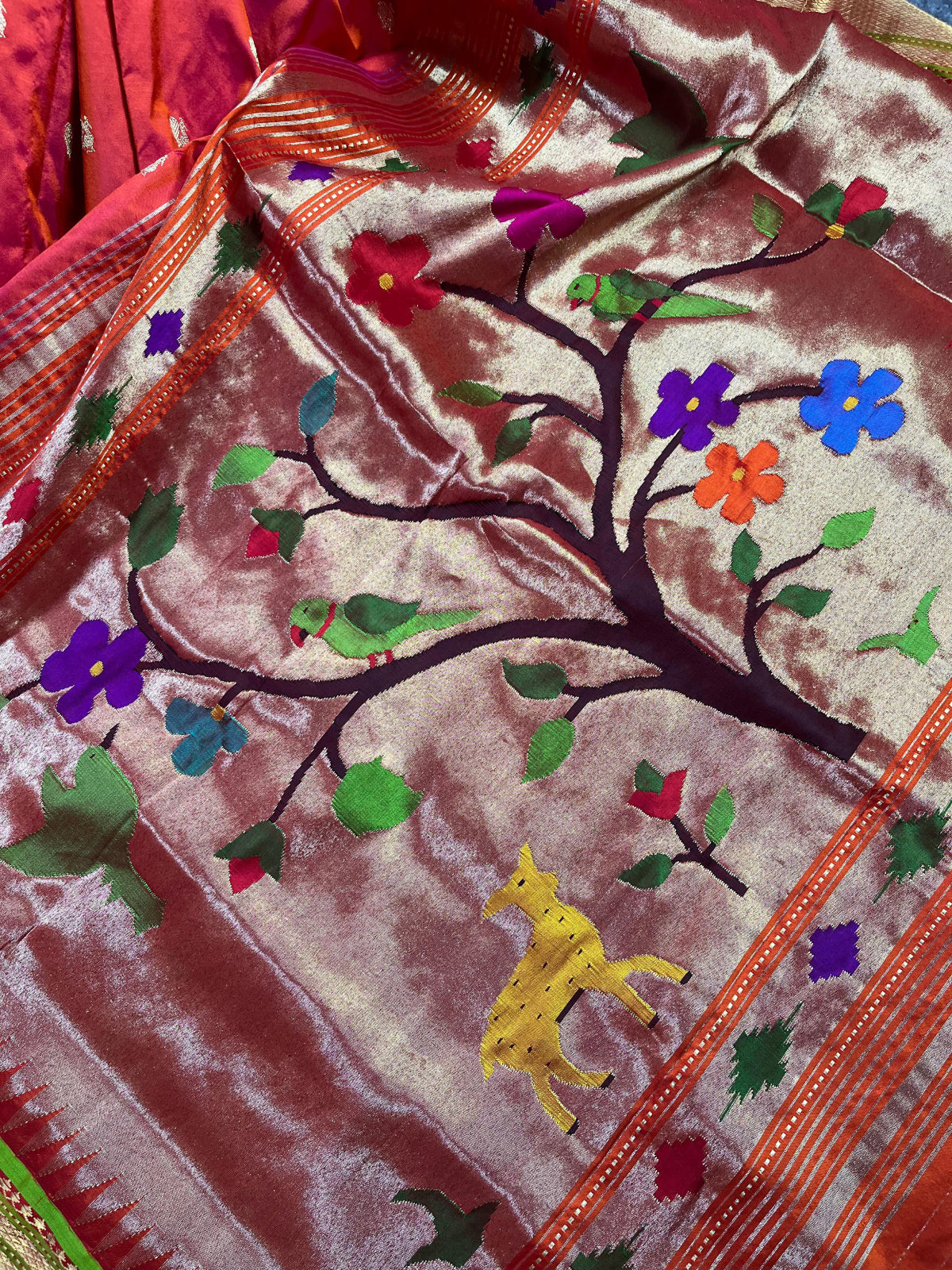 TWO TONE PINK  SILK PURE HANDLOOM PAITHANI SAREE