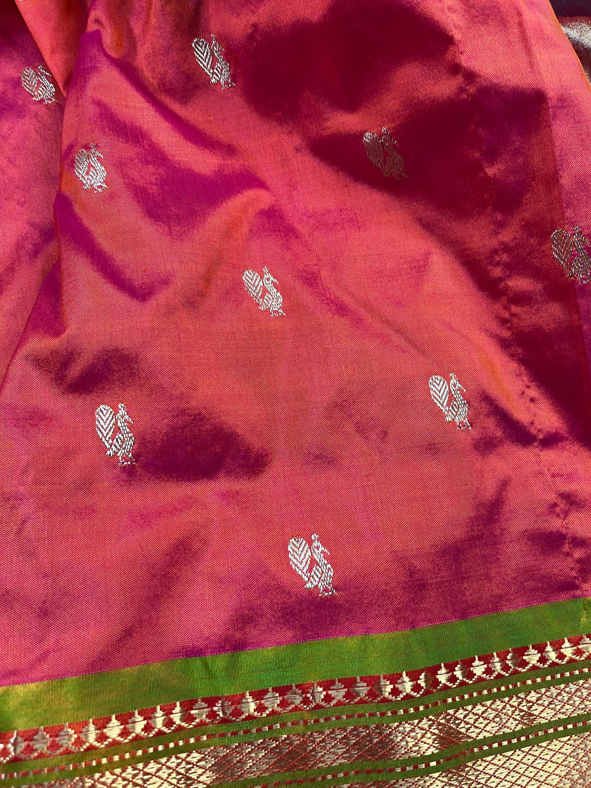 TWO TONE PINK  SILK PURE HANDLOOM PAITHANI SAREE