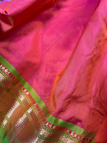 TWO TONE PINK  SILK PURE HANDLOOM PAITHANI SAREE