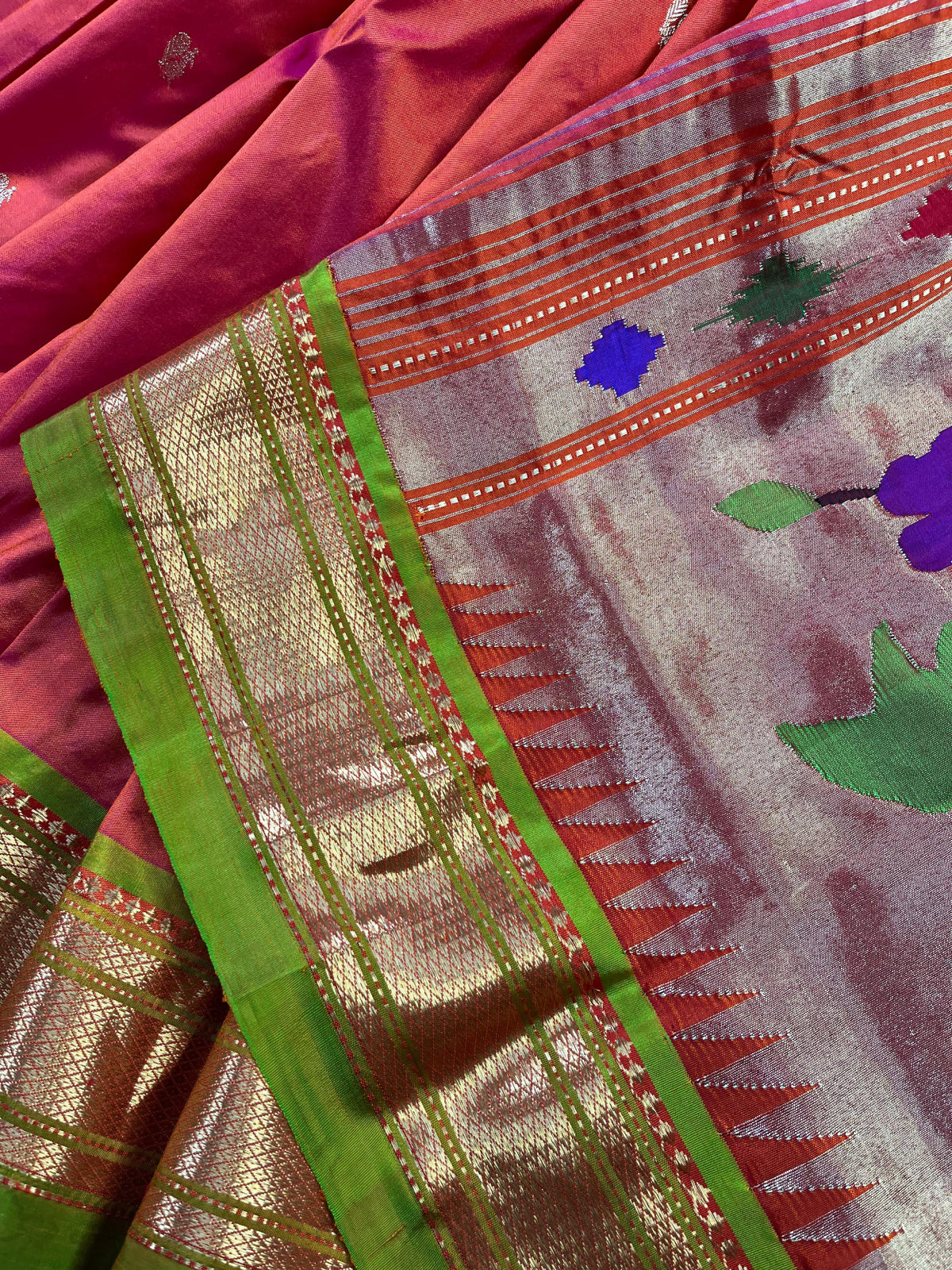 TWO TONE PINK  SILK PURE HANDLOOM PAITHANI SAREE