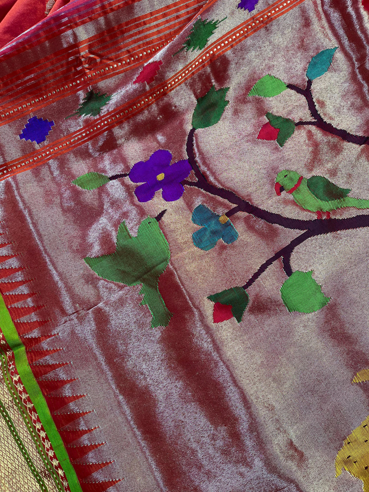 TWO TONE PINK  SILK PURE HANDLOOM PAITHANI SAREE