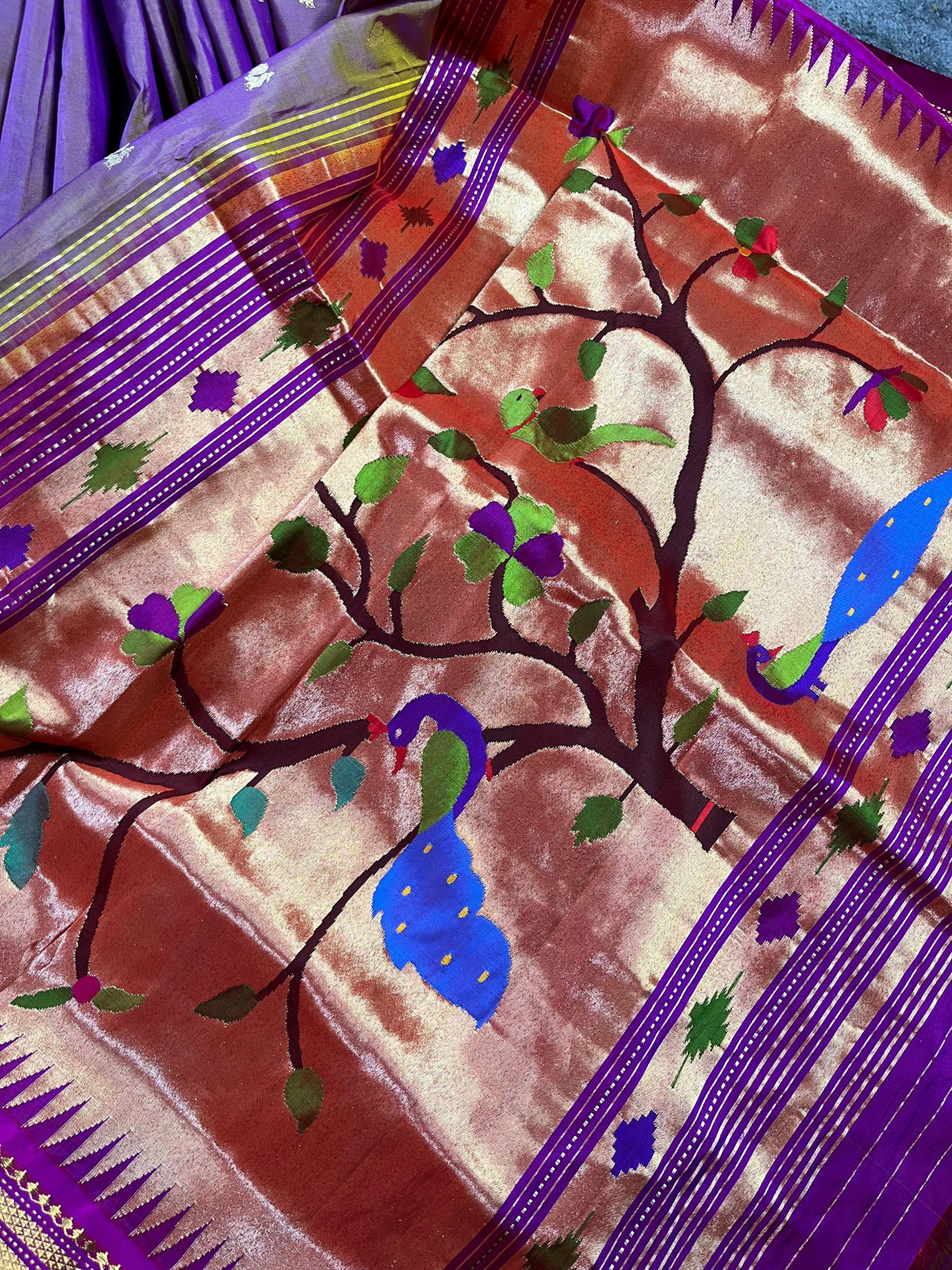 MAUVE SILK PURE HANDLOOM PAITHANI SAREE