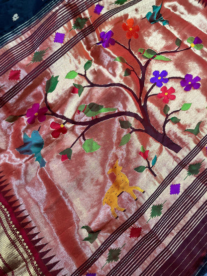 BLACK SILK PURE HANDLOOM PAITHANI SAREE