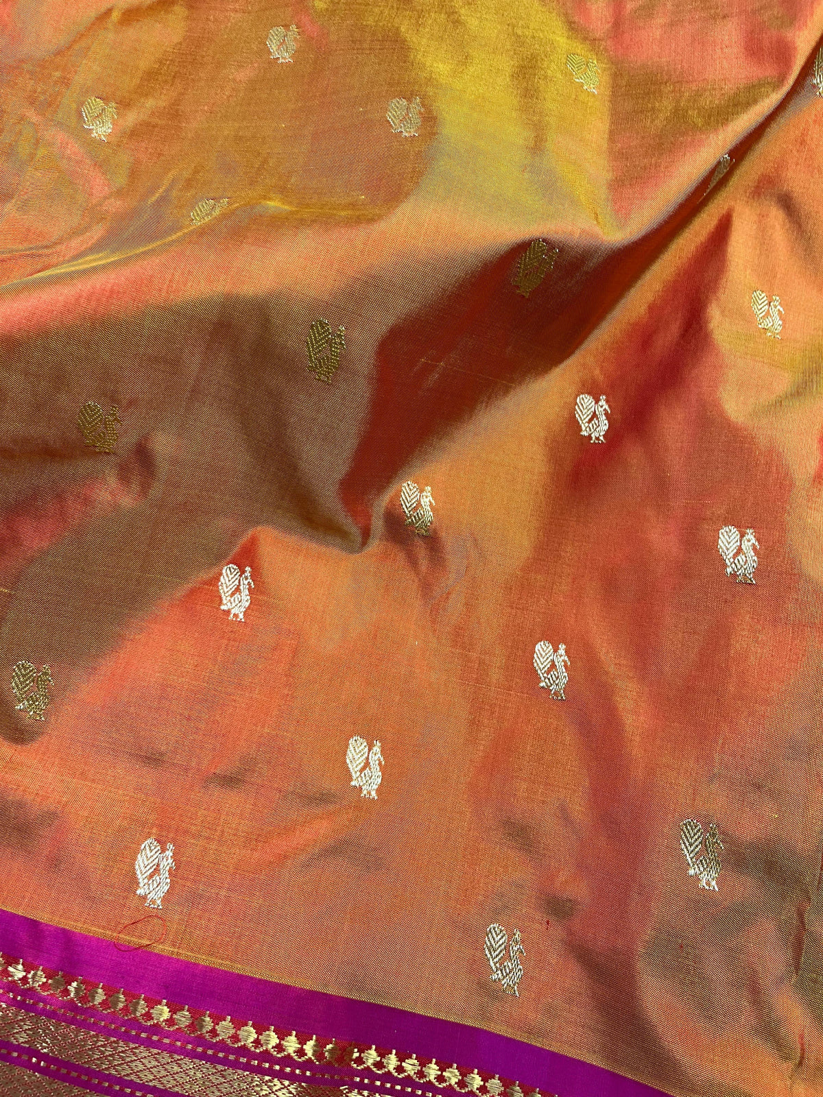 ORANGE SILK PURE HANDLOOM PAITHANI SAREE