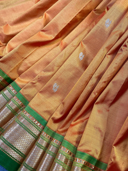 ORANGE SILK PURE HANDLOOM PAITHANI SAREE