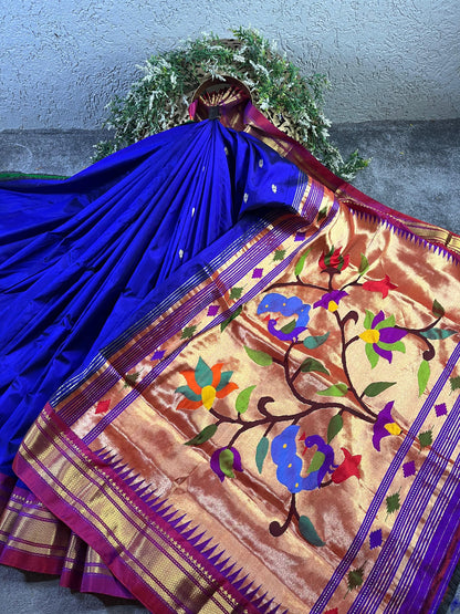 ROYAL BLUE SILK PURE HANDLOOM PAITHANI SAREE
