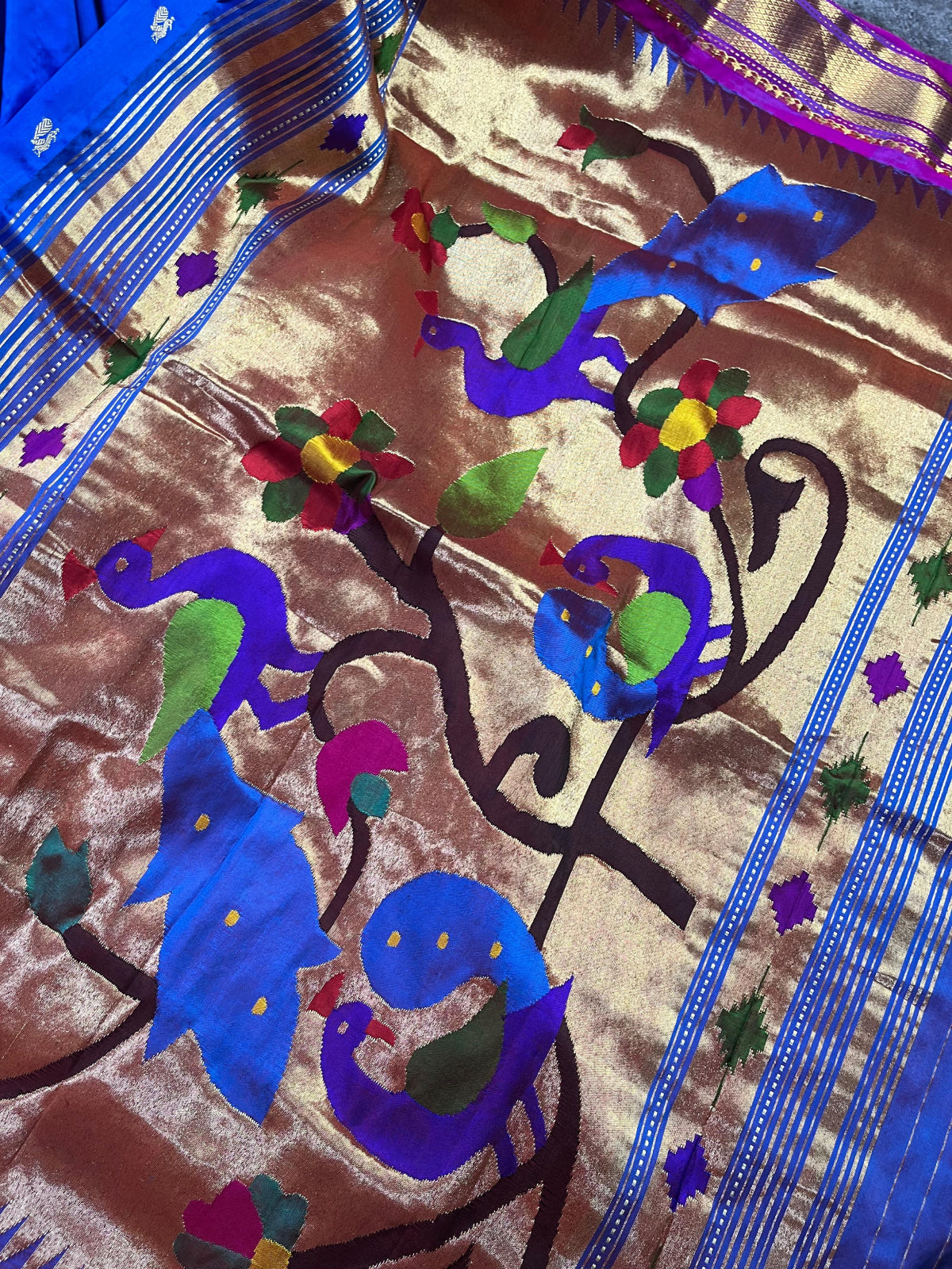 ROYAL BLUE SILK PURE HANDLOOM PAITHANI SAREE