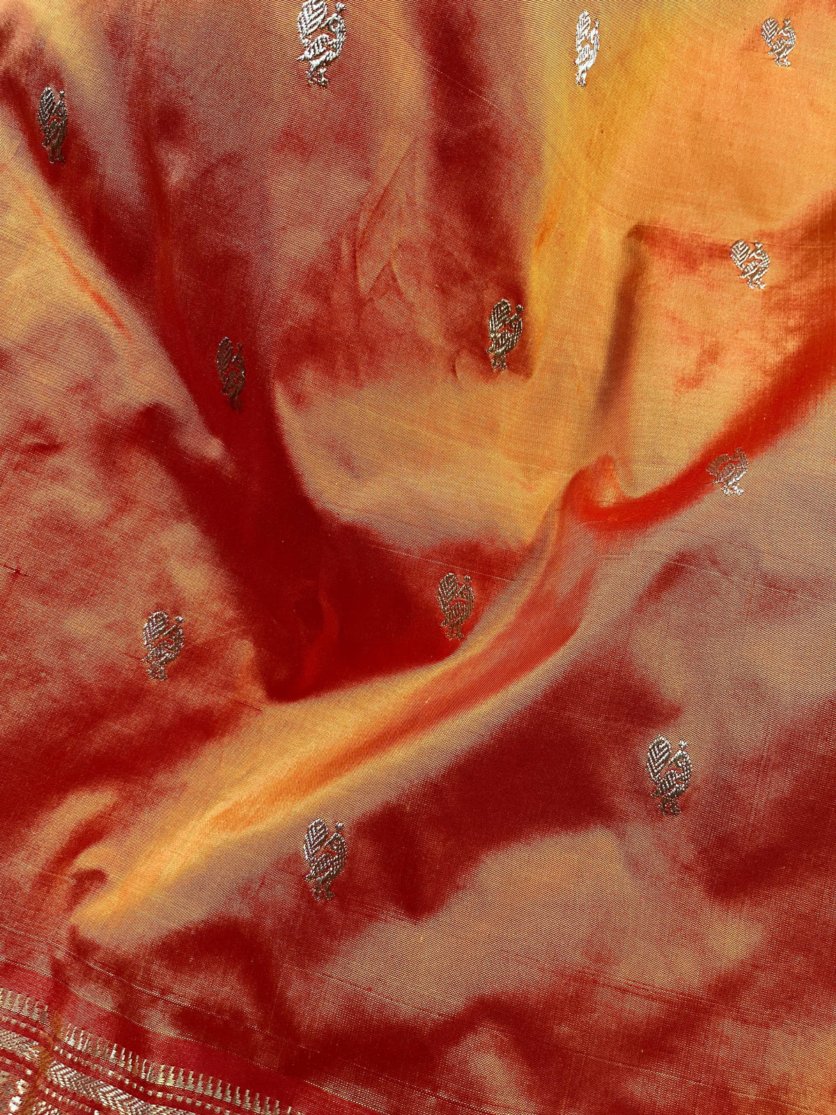 BURNT ORANGE SILK PUE HANDLOOM PAITHANI SAREE