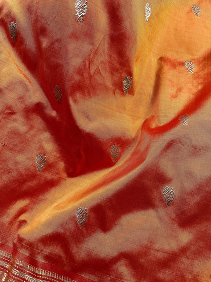 BURNT ORANGE SILK PUE HANDLOOM PAITHANI SAREE