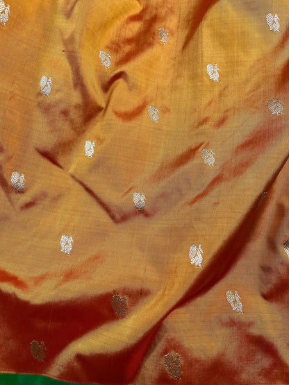 ORANGE SILK PURE HANDLOOM PAITHANI SAREE