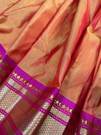 ORANGE SILK PURE HANDLOOM PAITHANI SAREE