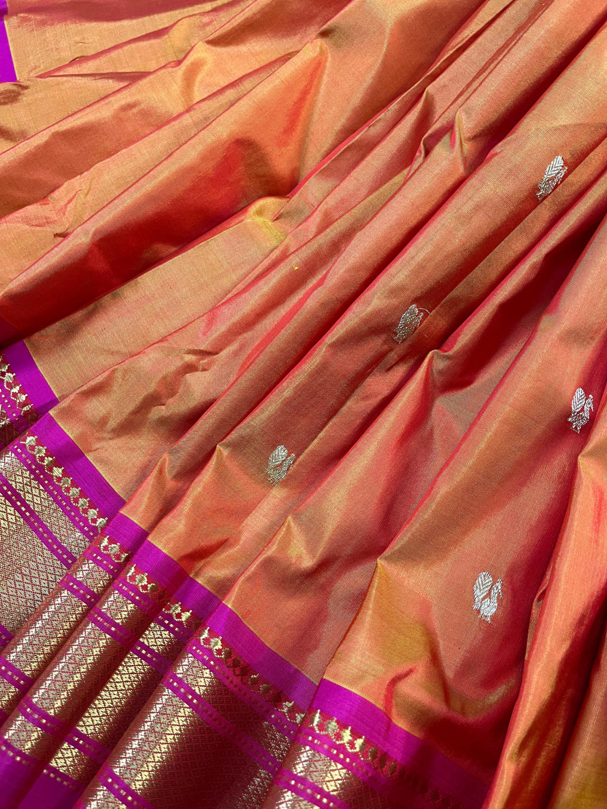 ORANGE SILK PURE HANDLOOM PAITHANI SAREE