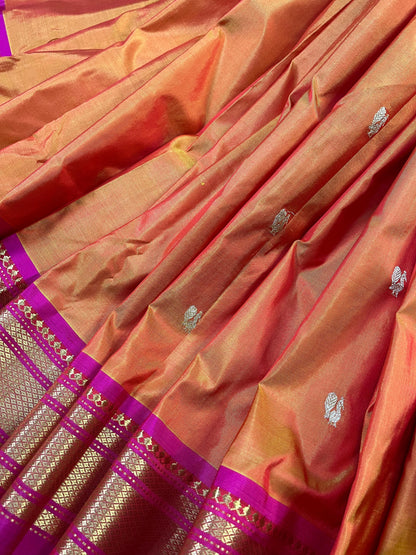 ORANGE SILK PURE HANDLOOM PAITHANI SAREE