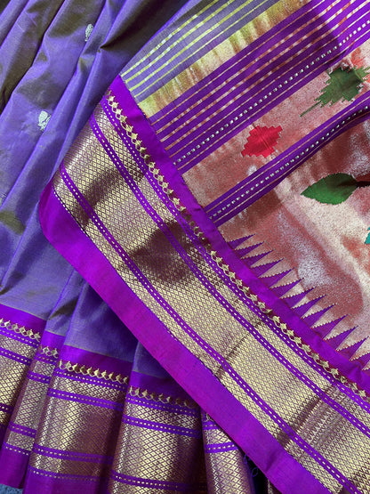 MAUVE SILK PURE HANDLOOM PAITHANI SAREE