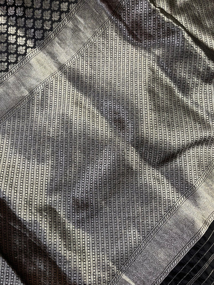 BLACK SLK PURE HANDLOOM BANARASI SAREE