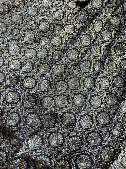 BLACK SILK PURE HANDLOOM BANARASI SAREE