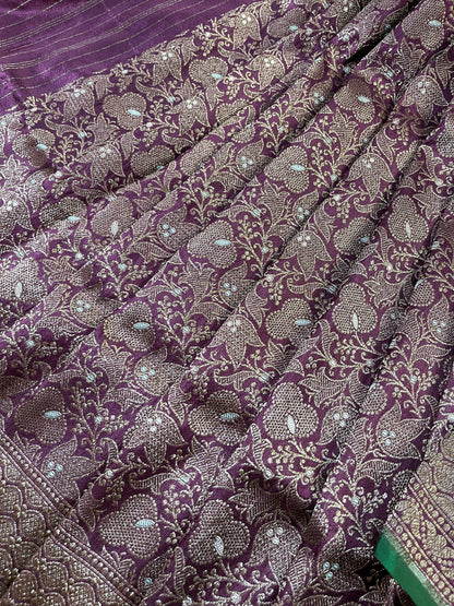 DARK WINE SILK PURE HANDLOOM BANARASI SAREE