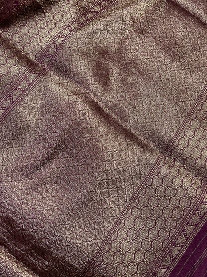DARK WINE SILK PURE HANDLOOM BANARASI SAREE