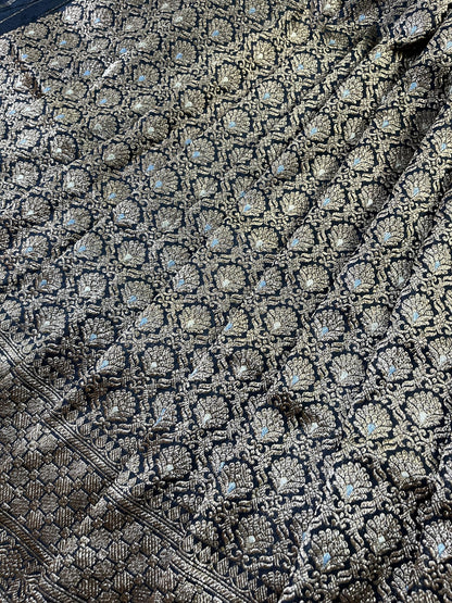 BLACK SILK PURE HANDLOOM BANARASI SAREE