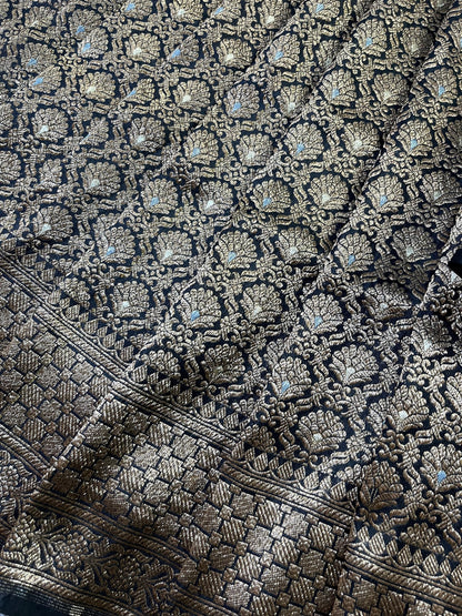 BLACK SILK PURE HANDLOOM BANARASI SAREE