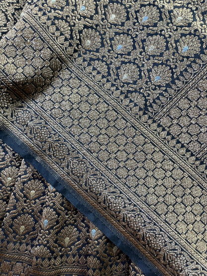 BLACK SILK PURE HANDLOOM BANARASI SAREE