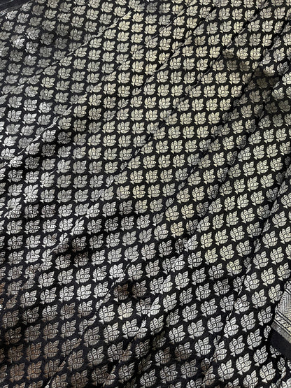 BLACK SLK PURE HANDLOOM BANARASI SAREE