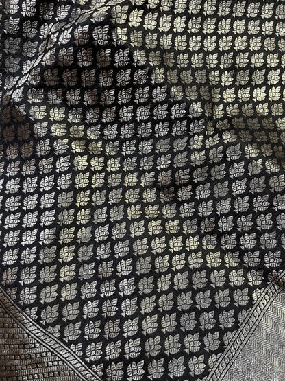 BLACK SLK PURE HANDLOOM BANARASI SAREE