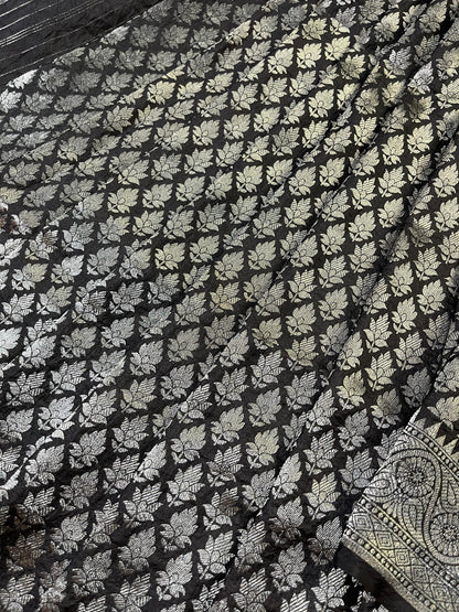 BLACK SILK PURE HANDLOOM BANARASI SAREE