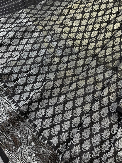 BLACK SILK PURE HANDLOOM BANARASI SAREE