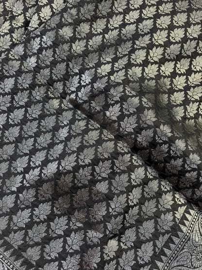 BLACK SILK PURE HANDLOOM BANARASI SAREE