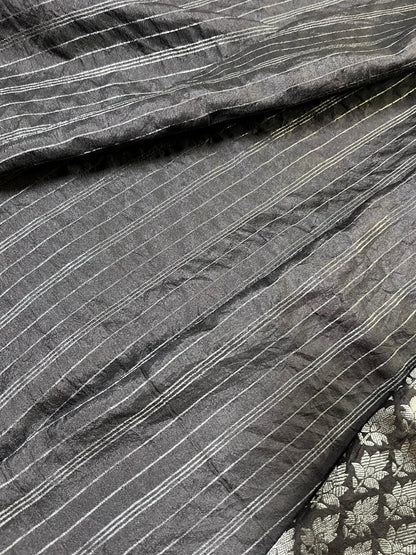 BLACK SILK PURE HANDLOOM BANARASI SAREE