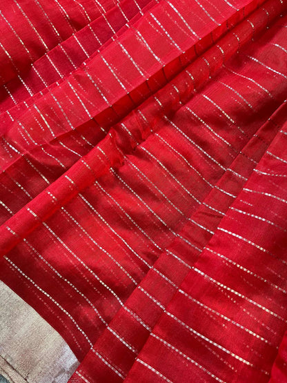RED SICO PURE HANDLOOM CHANDERI SAREE