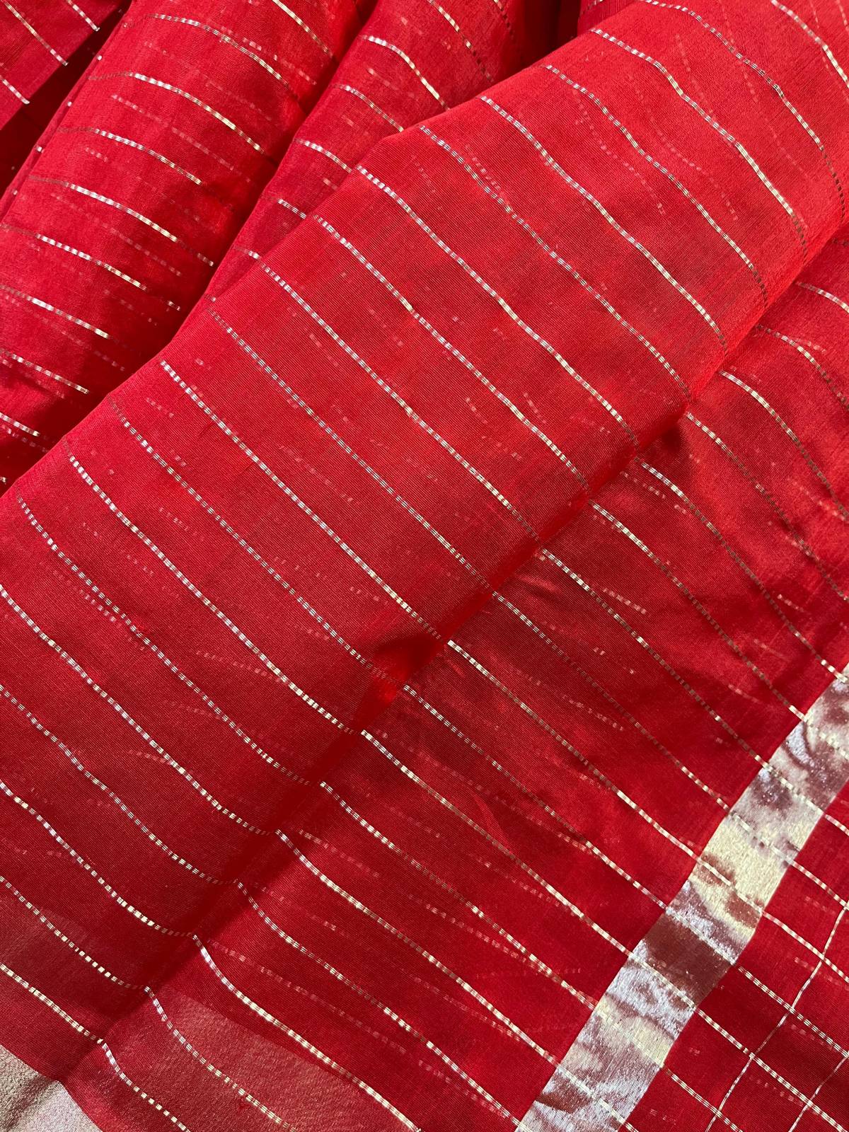 RED SICO PURE HANDLOOM CHANDERI SAREE