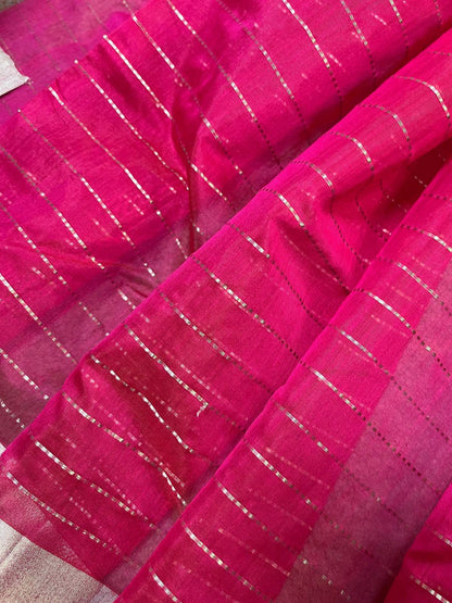 PINK SICO PURE HANDLOOM CHANDERI SAREE