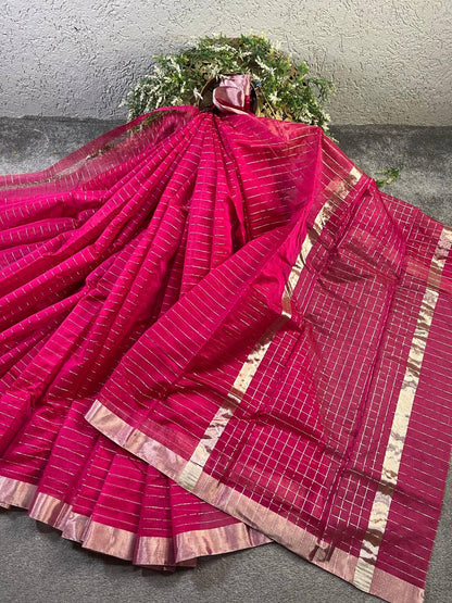PINK SICO PURE HANDLOOM CHANDERI SAREE