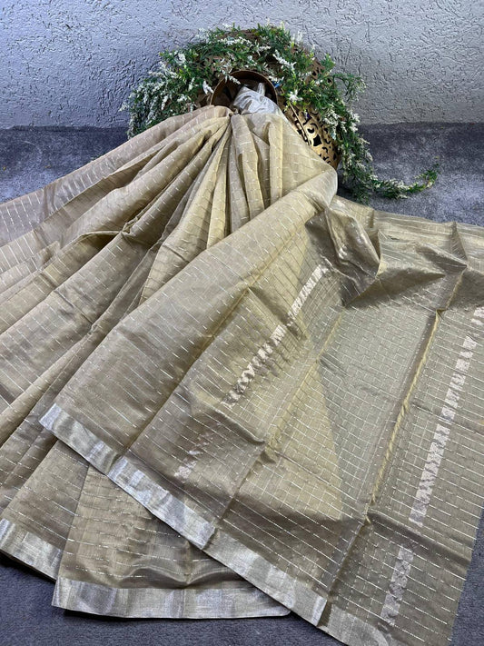 LIGHT GREY SICO PURE HANDLOOM CHANDERI SAREE