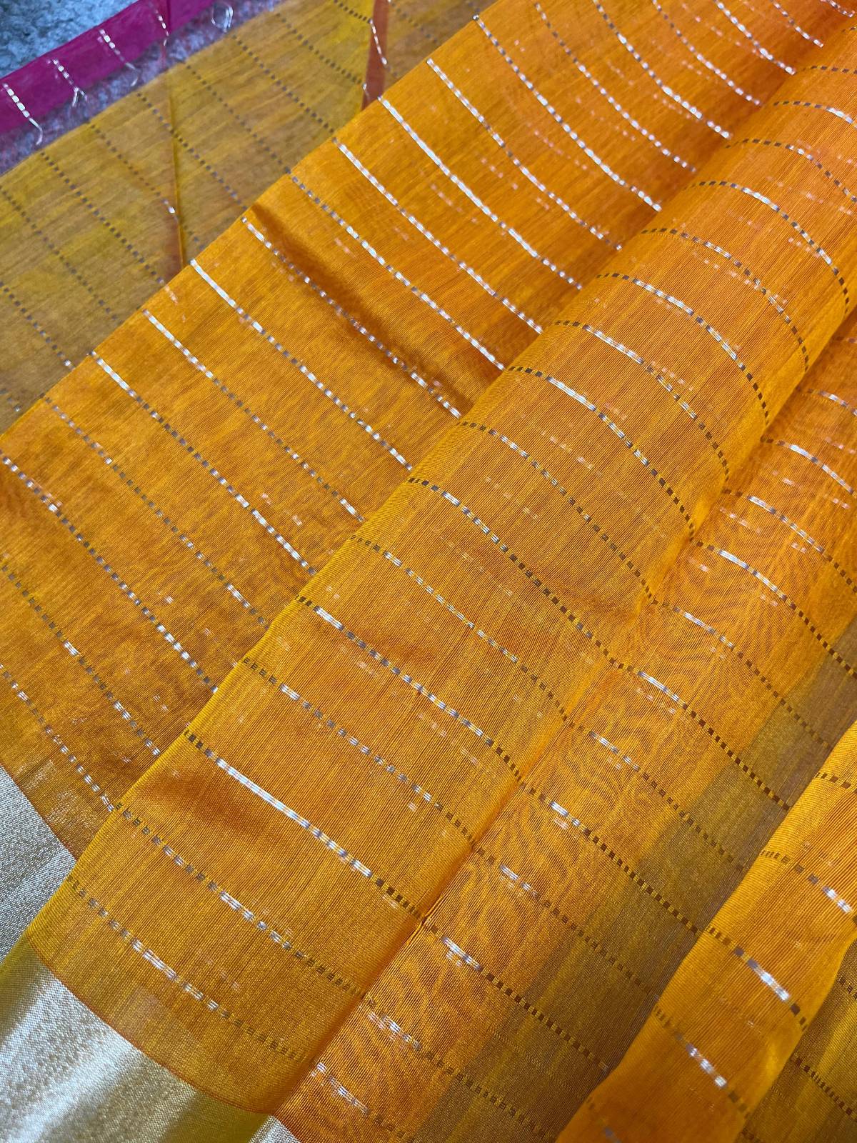 MANGO YELLOW SICO PURE HANDLOOM CHANDERI SAREE