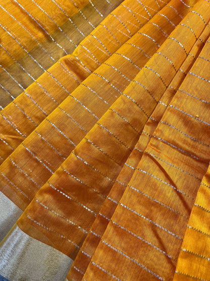 MANGO YELLOW SICO PURE HANDLOOM CHANDERI SAREE
