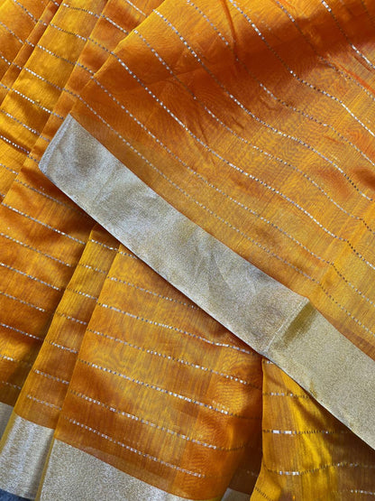MANGO YELLOW SICO PURE HANDLOOM CHANDERI SAREE