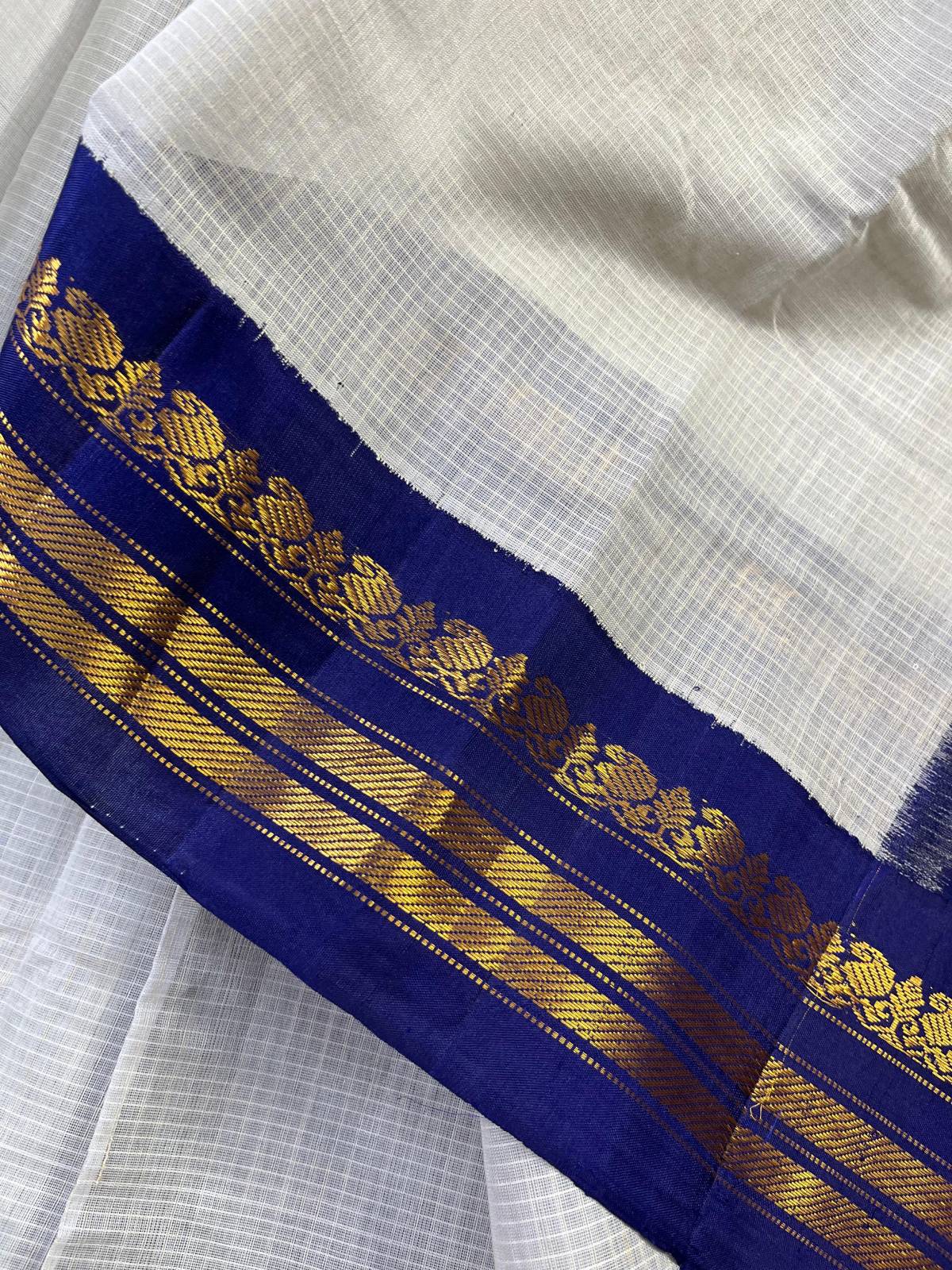 POWDER BLUE COTTON PURE HANDLOOM GADWAL SAREE