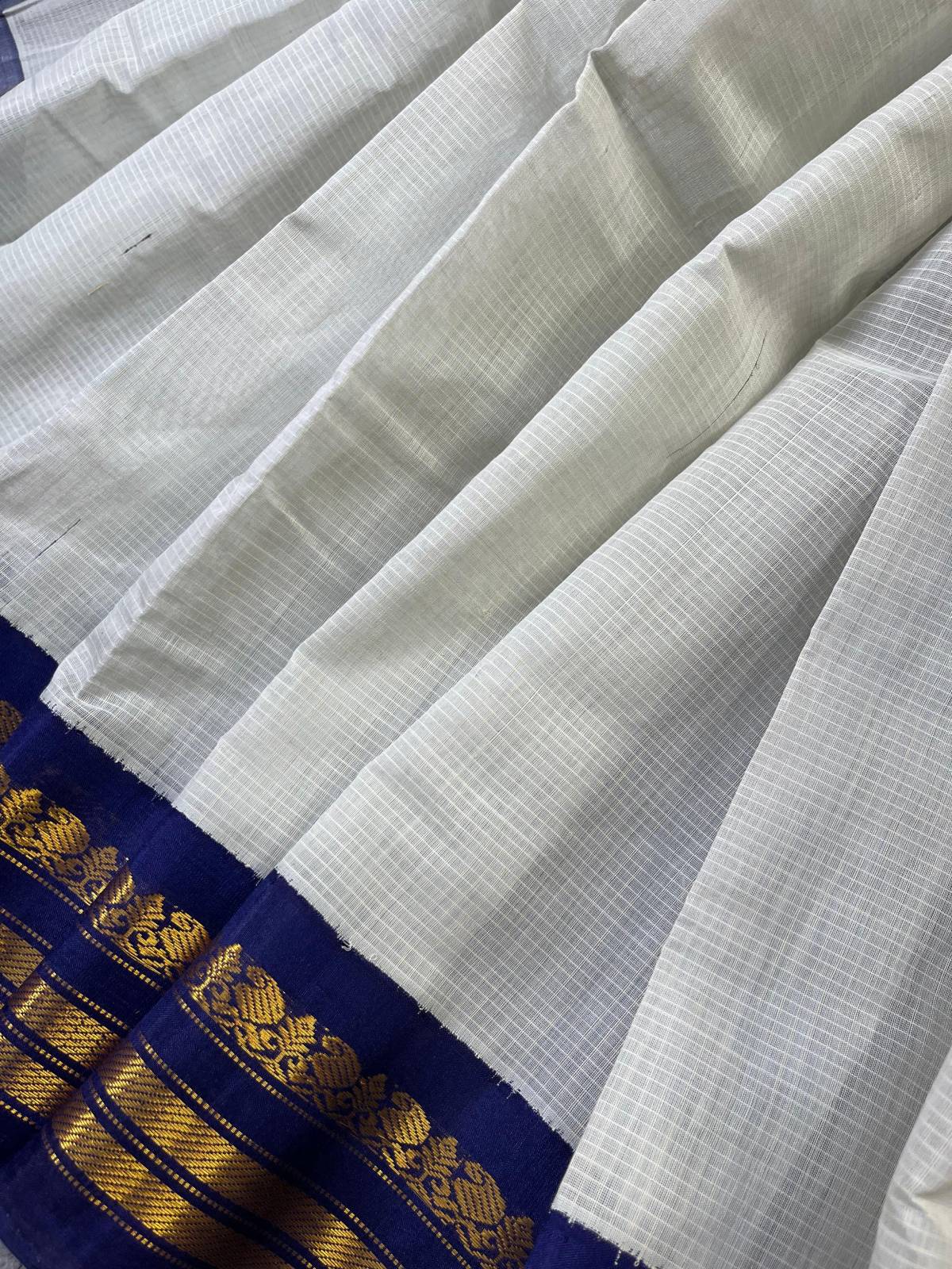 POWDER BLUE COTTON PURE HANDLOOM GADWAL SAREE