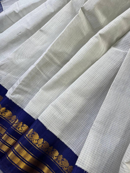 POWDER BLUE COTTON PURE HANDLOOM GADWAL SAREE