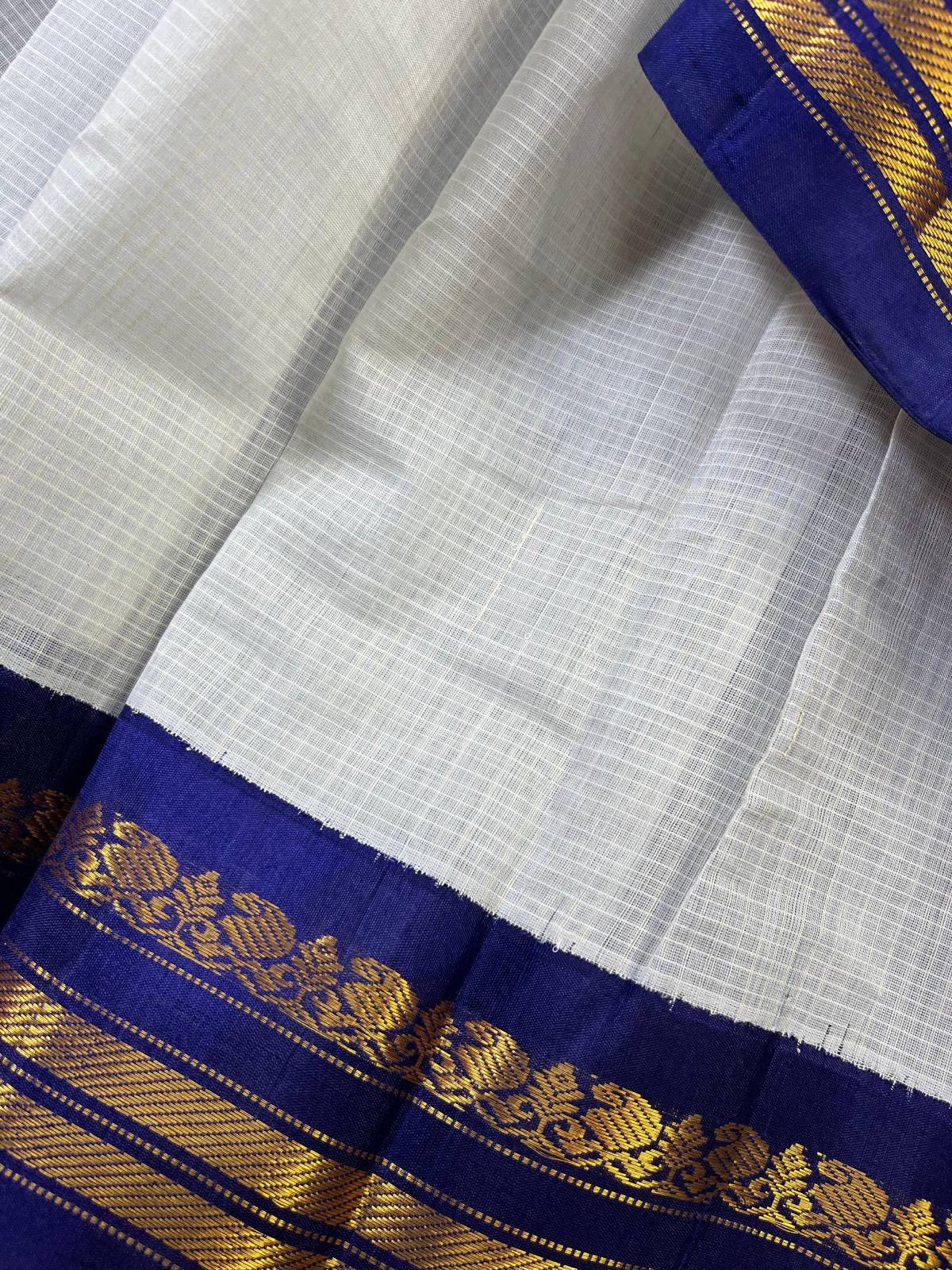 POWDER BLUE COTTON PURE HANDLOOM GADWAL SAREE
