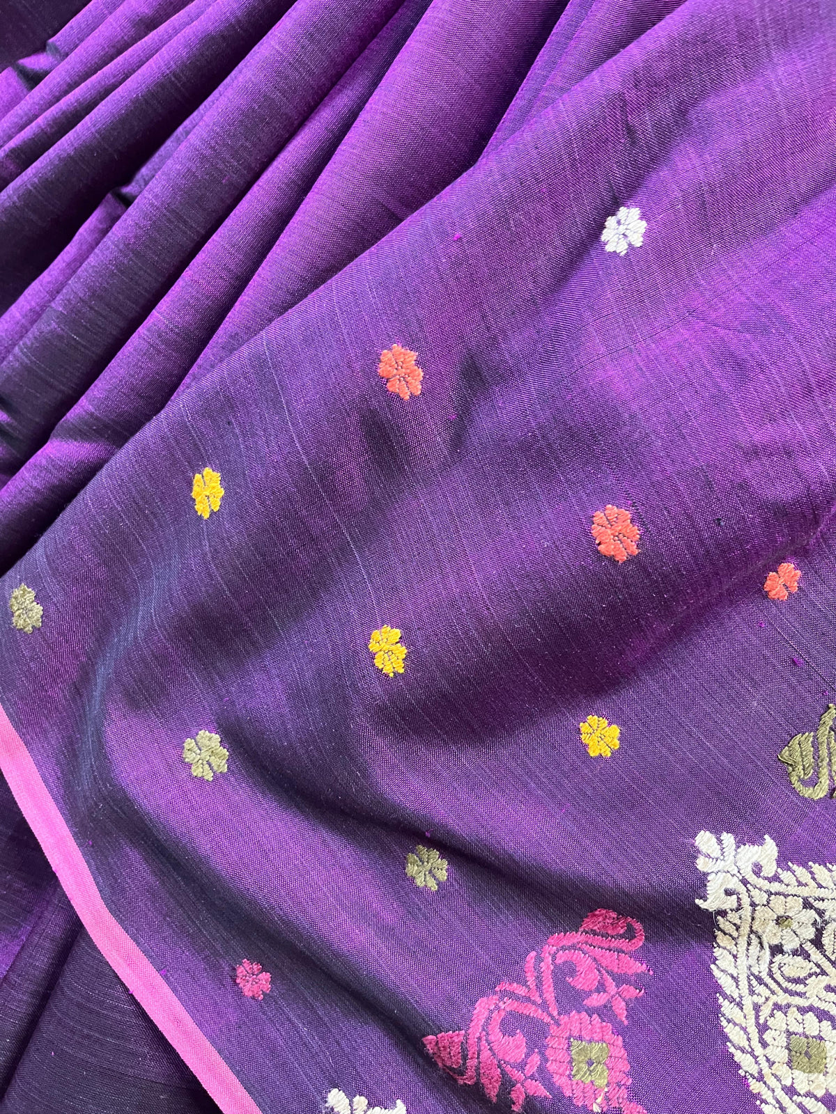 DARK PURPLE SILK PURE HANDLOOM ASSAMESE SAREE