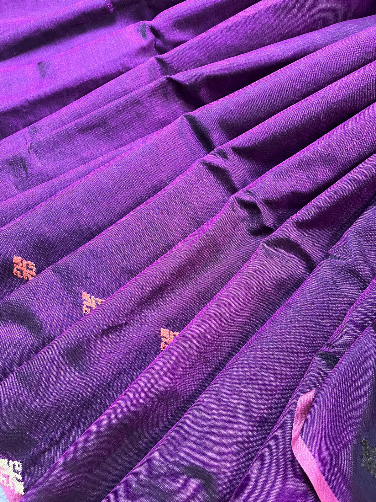 DARK PURPLE SILK PURE HANDLOOM ASSAMESE SAREE